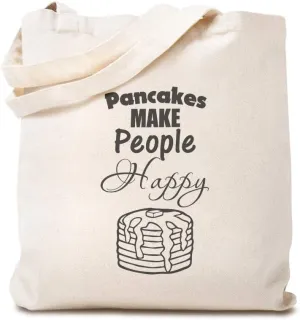 Speedy Pros Canvas Tote Bag for Women Pancakes Make People Happy Funny & Novelty Humor Beach Bags for Women