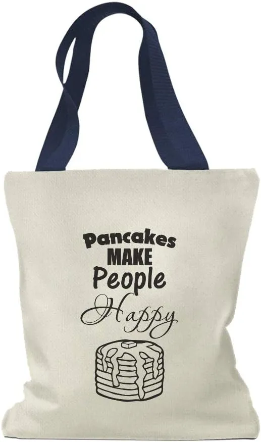 Speedy Pros Canvas Tote Bag for Women Pancakes Make People Happy Funny & Novelty Humor Beach Bags for Women