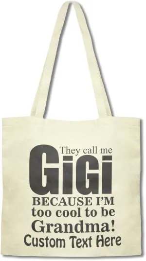 Speedy Pros Canvas Tote Bag for Women They Call Me Gigi Because I'M Too Cool to Be Grandma Beach Bags for Women