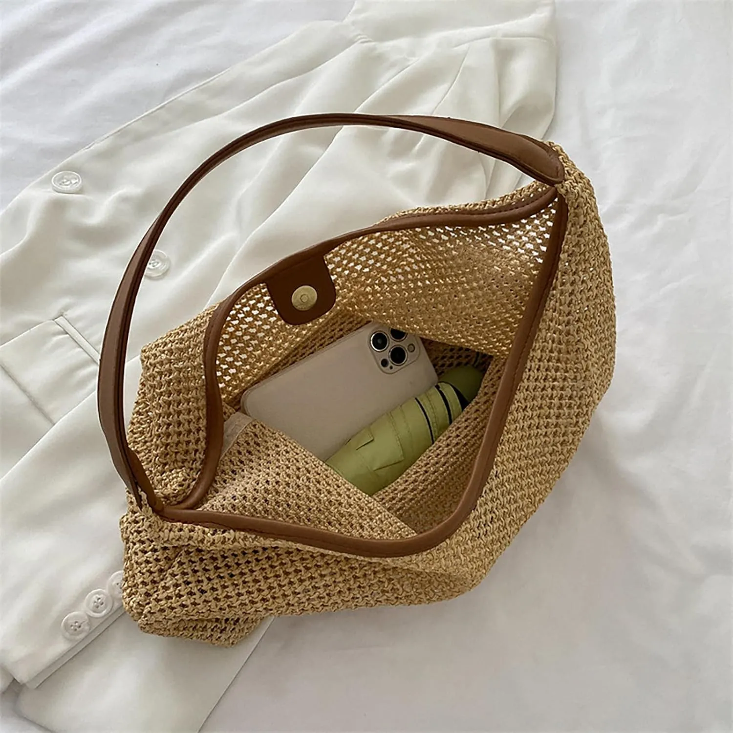 Straw Woven Shoulder Bags For Summer Shoulder Bags Woven Tote Bag Crochet Handbag Handmade Bags