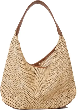 Straw Woven Shoulder Bags For Summer Shoulder Bags Woven Tote Bag Crochet Handbag Handmade Bags