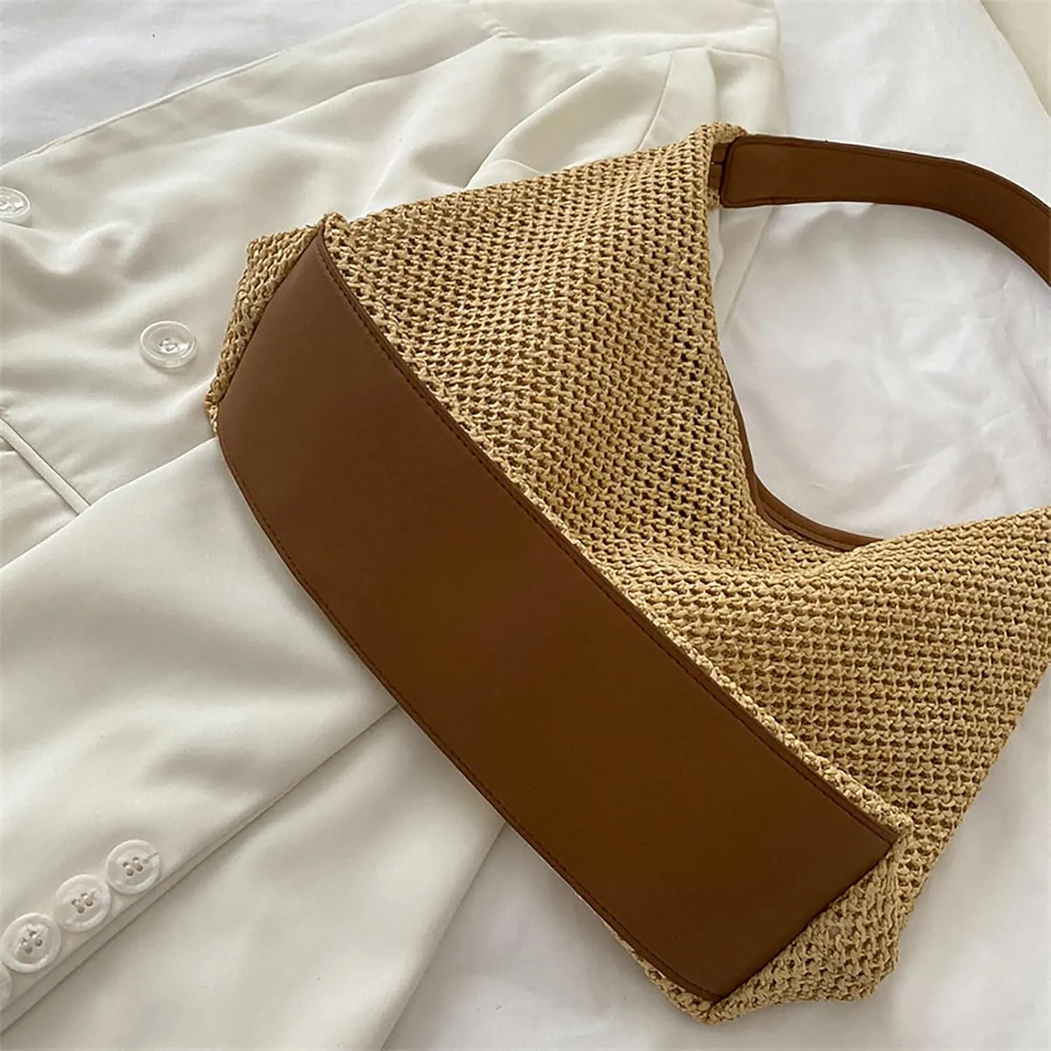 Straw Woven Shoulder Bags For Summer Shoulder Bags Woven Tote Bag Crochet Handbag Handmade Bags
