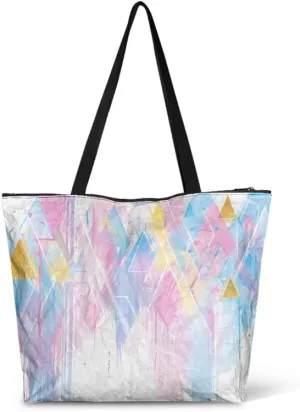 Summer Pineapple Watermelon 14'' Tote Bags, Cartoon Cat Corgi Dog Shoulder Bag, Tropical Island Scenery Handbags