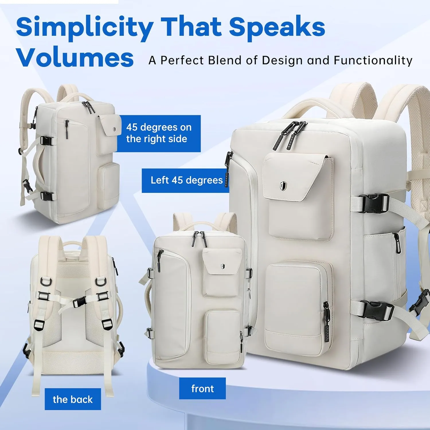 SWICKY Lightweight Travel Backpack for Laptops, Durable Carry-On Bag for Daily Use (White)