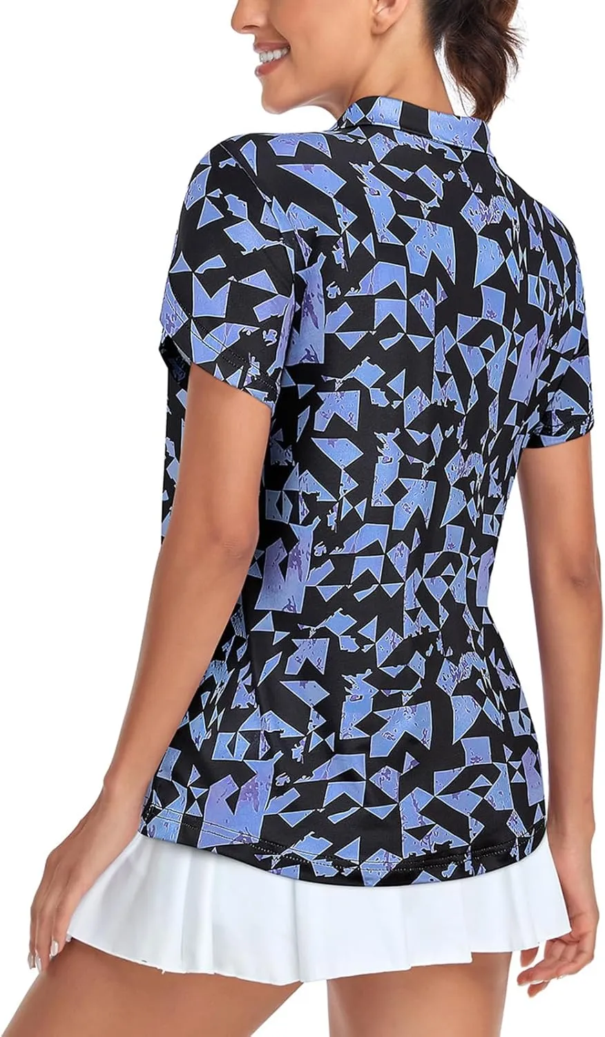 Tanst Sky Womens Golf Shirts Zip Up Overlap Short Sleeve Workout Tops Quick Dry Tennis Shirt