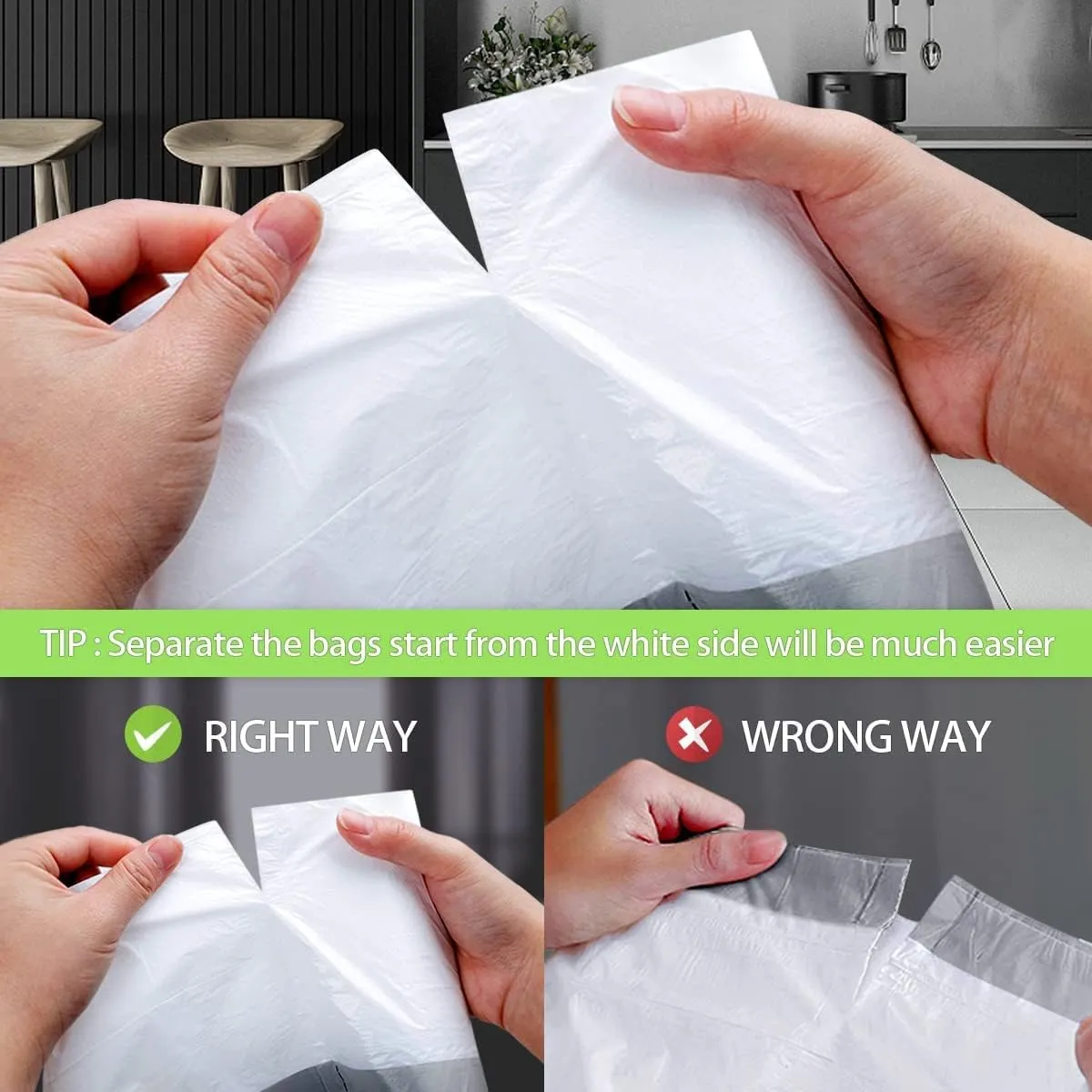 Teivio 1.6 Gallon 100 Counts Strong Drawstring Trash Bags Garbage Bags, Medium Kitchen Trash Can Bathroom Bin Liners, Plastic Trash Bags for Home Office Kitche, White