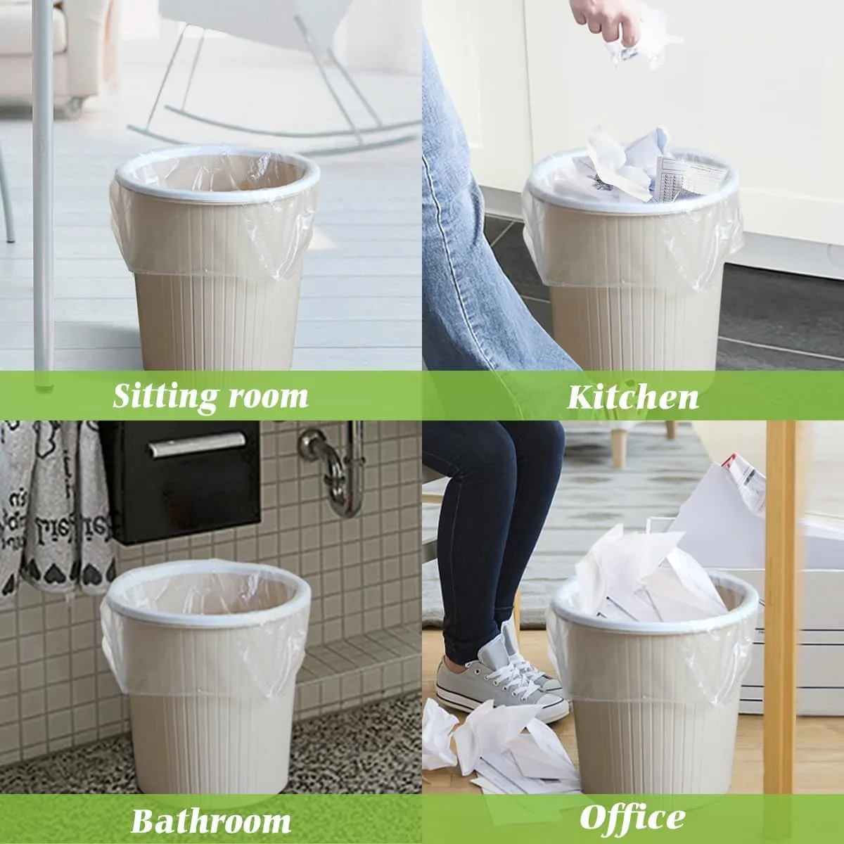 Teivio 3 Gallon 150 Counts Strong Trash Bags Garbage Bags, Bathroom Trash Can Bin Liners, Small Plastic Bags for Home Office Kitchen Kitchen, Clear
