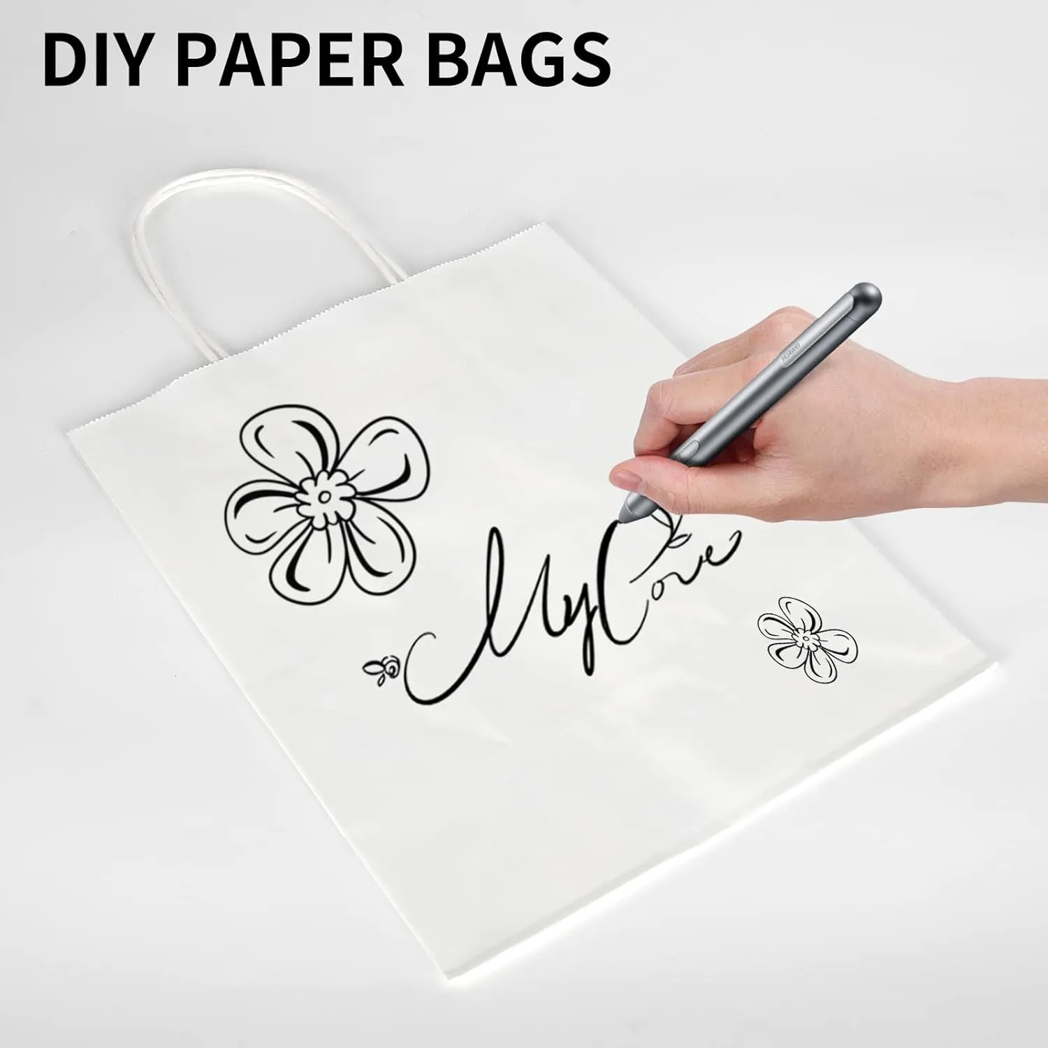 Toovip 50 Pack 8x4.75x10 Inch Medium White Kraft Paper Bags with Handles Bulk, Gift Wrap Bags for Favors Grocery Retail Party Birthday Shopping Business Goody Craft Merchandise Take Out Sacks