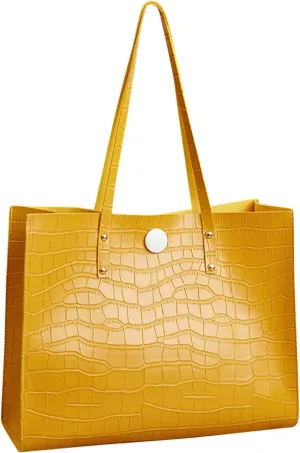 Tote Bag For Women Artificial Leather Solid Color Stone Pattern Phone Bag Shoulder Bag Hand Bag For Shopping Travel W