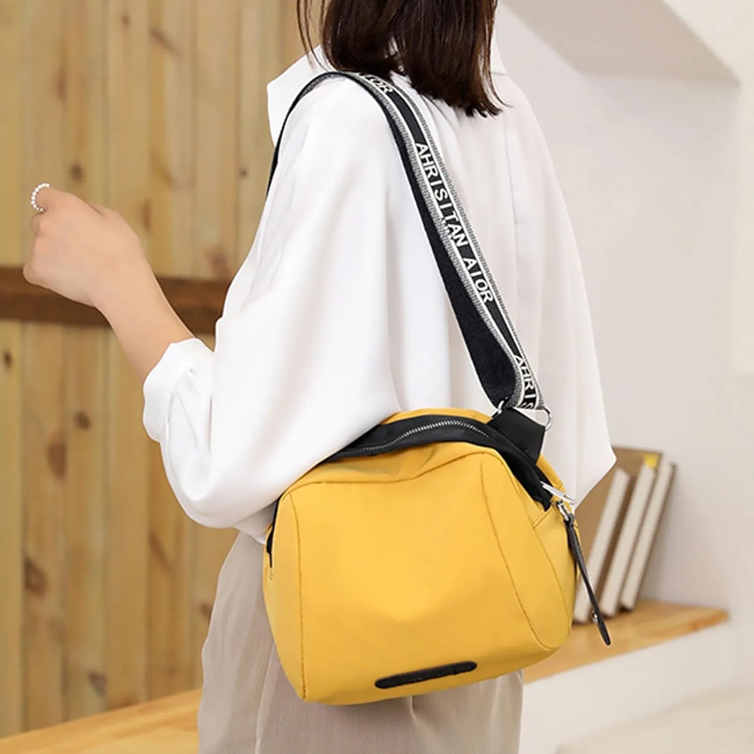Tote Bag For Women Casual Square Shoulder Bags Lightweight Nylon Fabric Crossbody Bag For Shopping Travel
