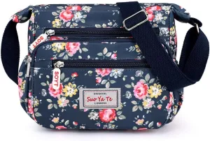 Tote Bag For Women Medium Floral Bag With Adjustable Shoulder Strap Nylon Crossbody Handbags For Shopping Travel Essential F