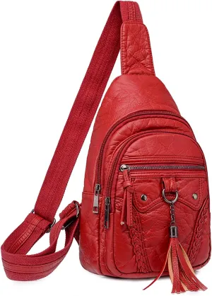 Tote Bag For Women Retro Chest Bag Sling Bag Small Crossbody Pu Leather Satchel Daypack Fashion Shoulder Outdoor Bags