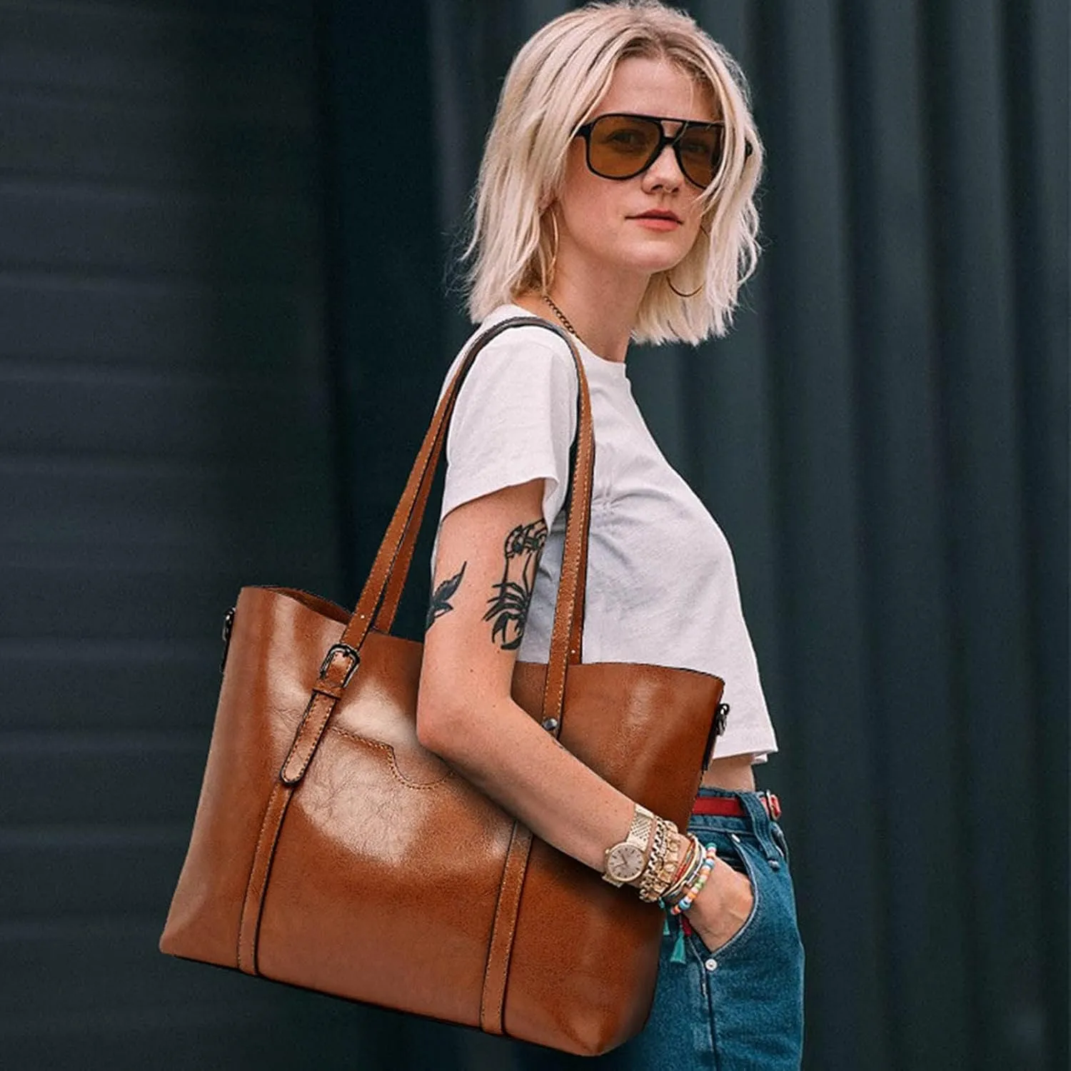 Tote Bag For Women Retro Hobo Handbags Woman Large Designer Ladies Bag Pocket Purse Leather For Daily Shopping Travel