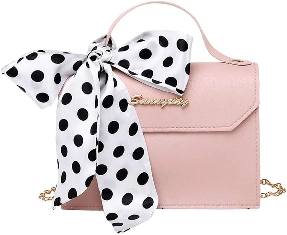 Tote Bag For Women Retro Polka Dots Cute Bow Letter Buckle Small Mobile Messenger Mini Purse Bags Shoulders Bag