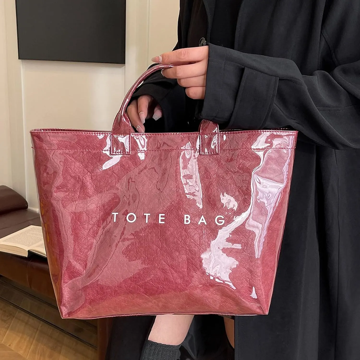 Tote Bag Retro Letter Casual Hundred Handbag Minimalist Transparent Simple Large Capacity Bags Female Work Tote Bags