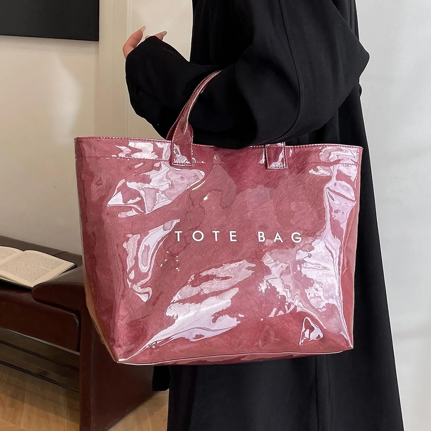 Tote Bag Retro Letter Casual Hundred Handbag Minimalist Transparent Simple Large Capacity Bags Female Work Tote Bags