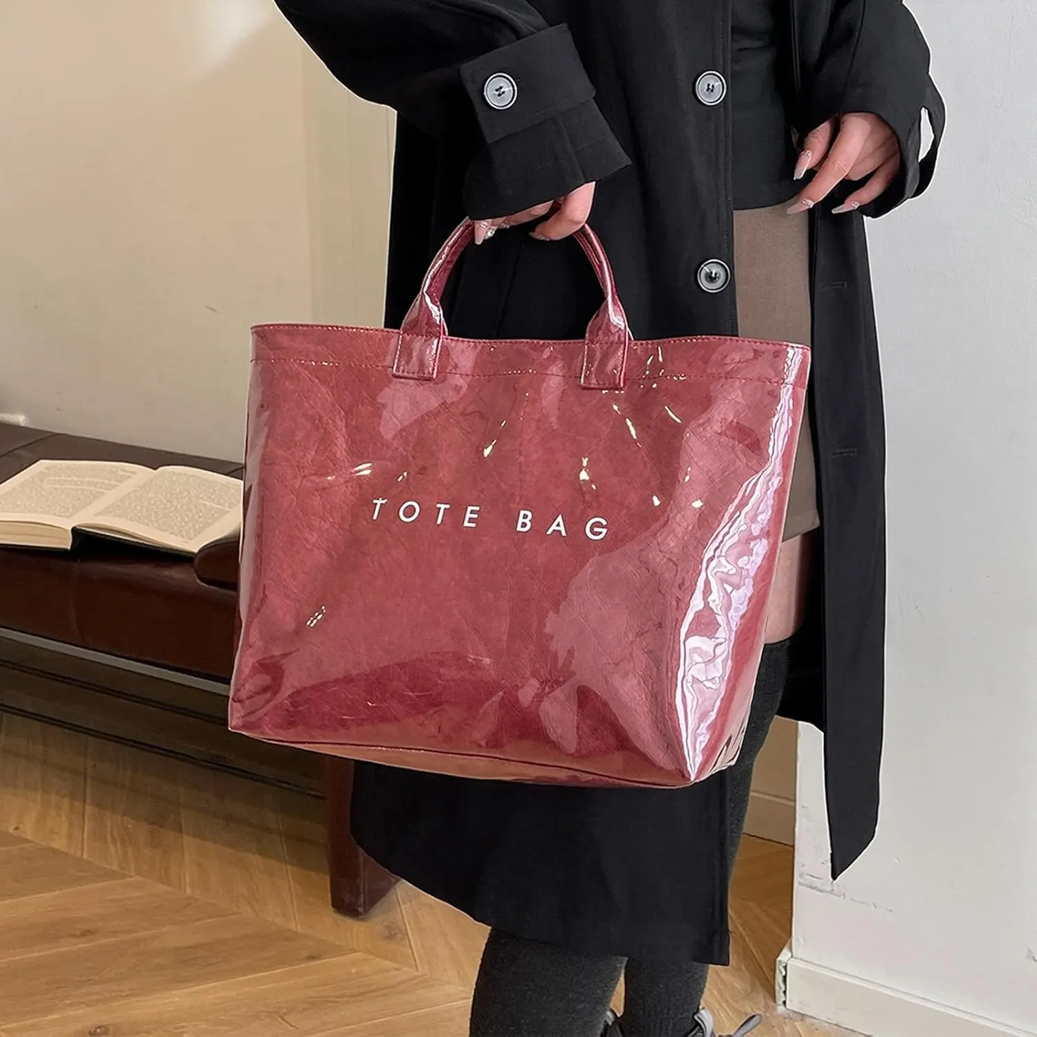 Tote Bag Retro Letter Casual Hundred Handbag Minimalist Transparent Simple Large Capacity Bags Female Work Tote Bags