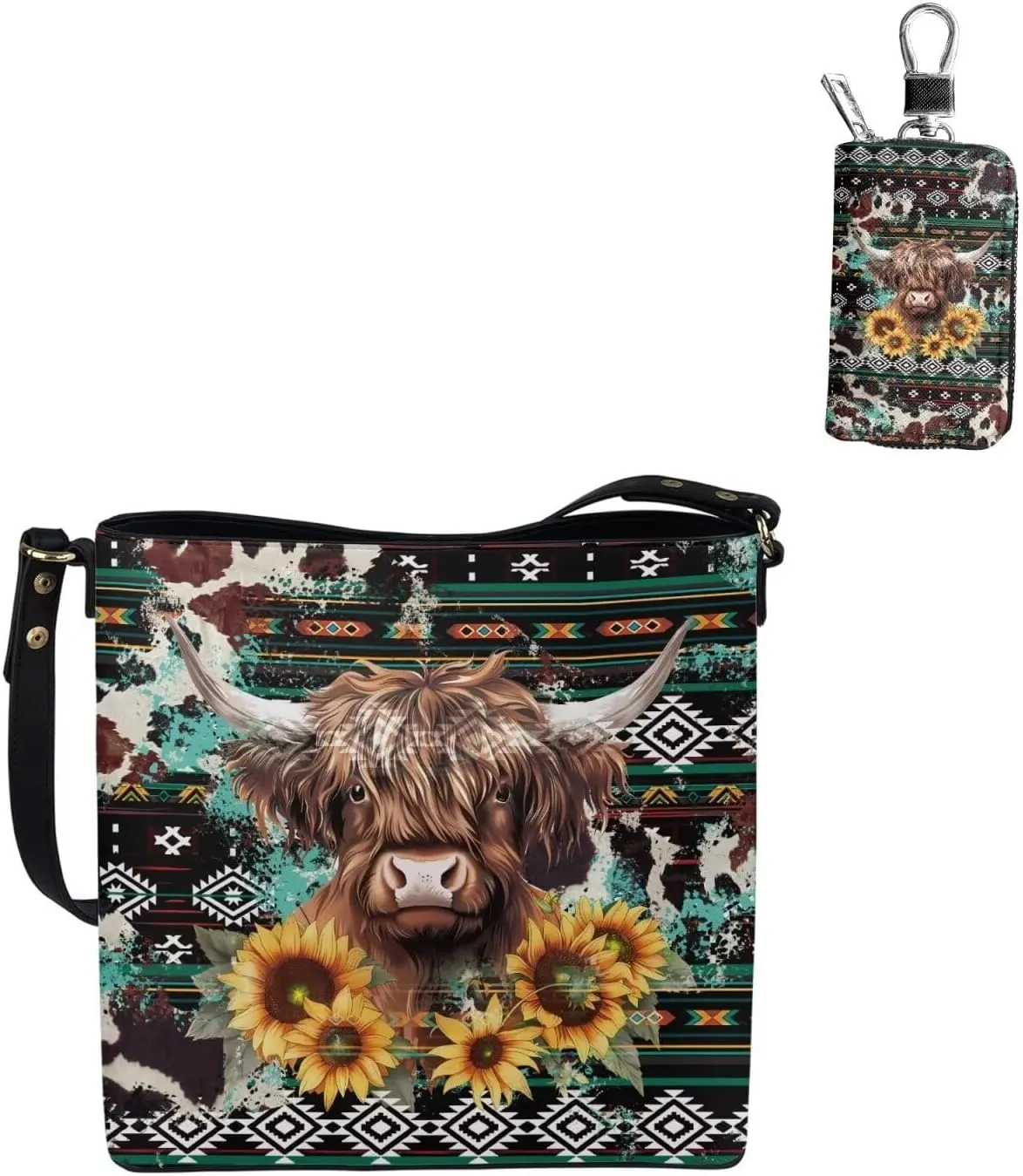 Tote Bags Set 2 Piece Saddle Bags Crossbody Bags for Women Car Key Fob Protector