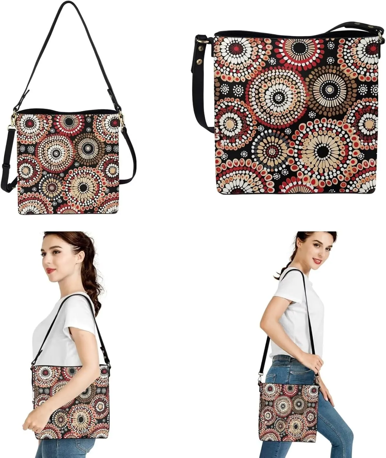 Tote Bags Set 2 Piece Saddle Bags Crossbody Bags for Women Car Key Fob Protector