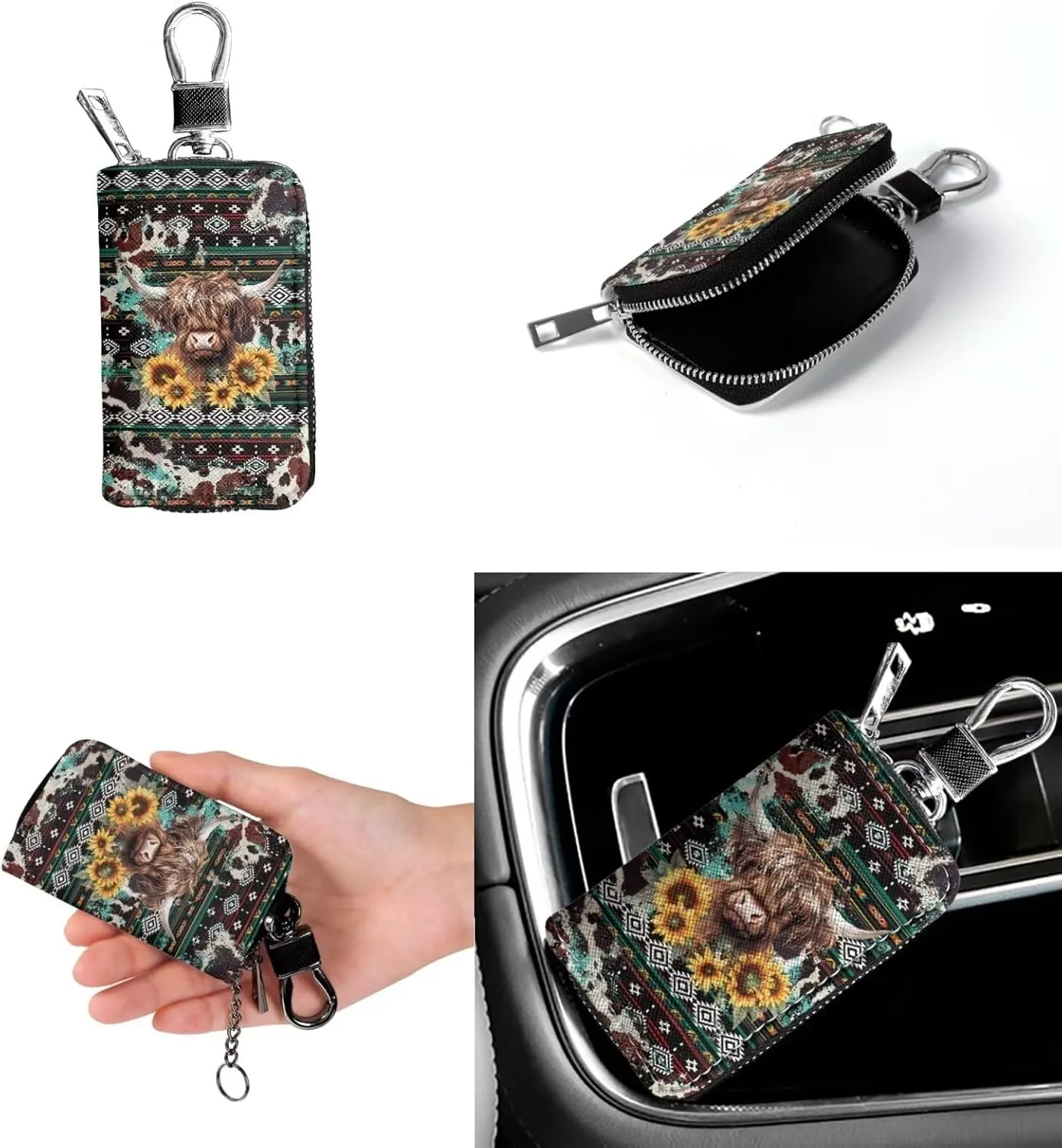 Tote Bags Set 2 Piece Saddle Bags Crossbody Bags for Women Car Key Fob Protector