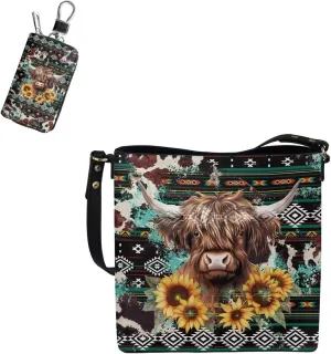 Tote Bags Set 2 Piece Saddle Bags Crossbody Bags for Women Car Key Fob Protector
