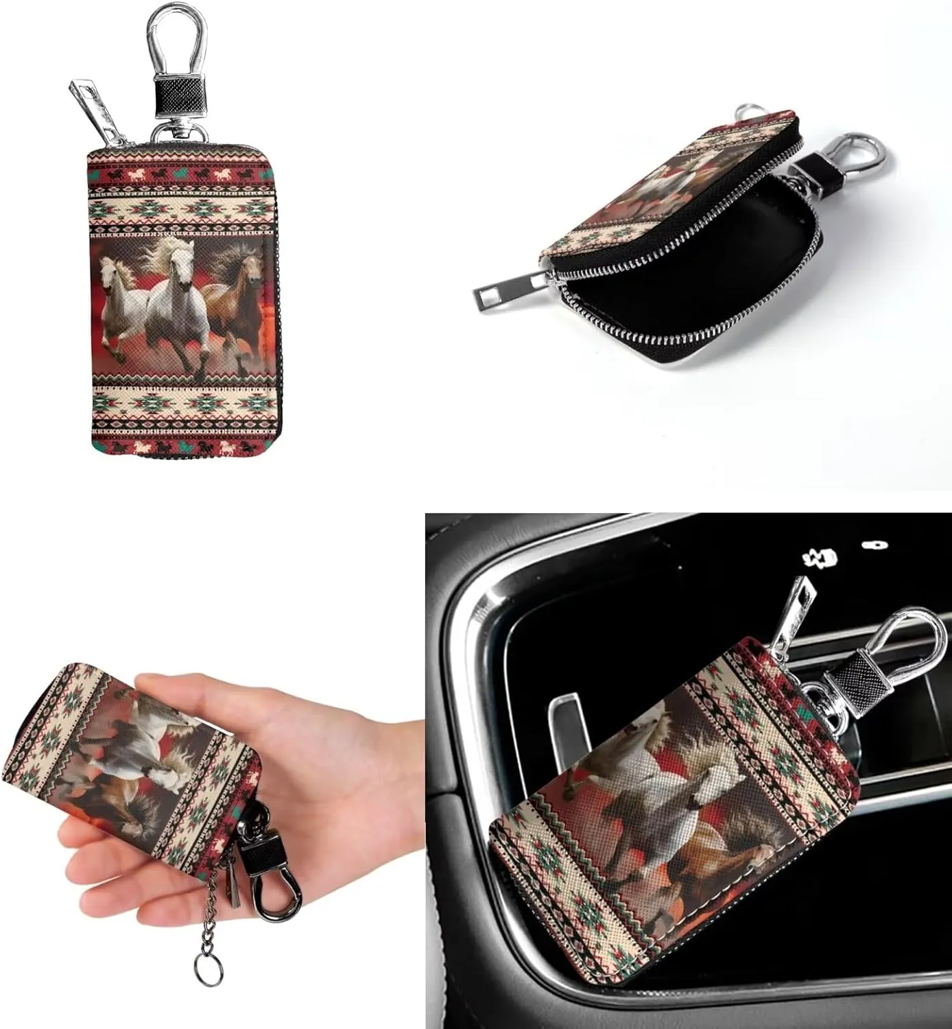 Tote Bags Set 2 Piece Saddle Bags Crossbody Bags for Women Car Key Fob Protector