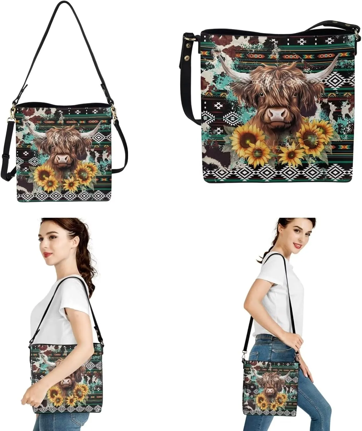 Tote Bags Set 2 Piece Saddle Bags Crossbody Bags for Women Car Key Fob Protector
