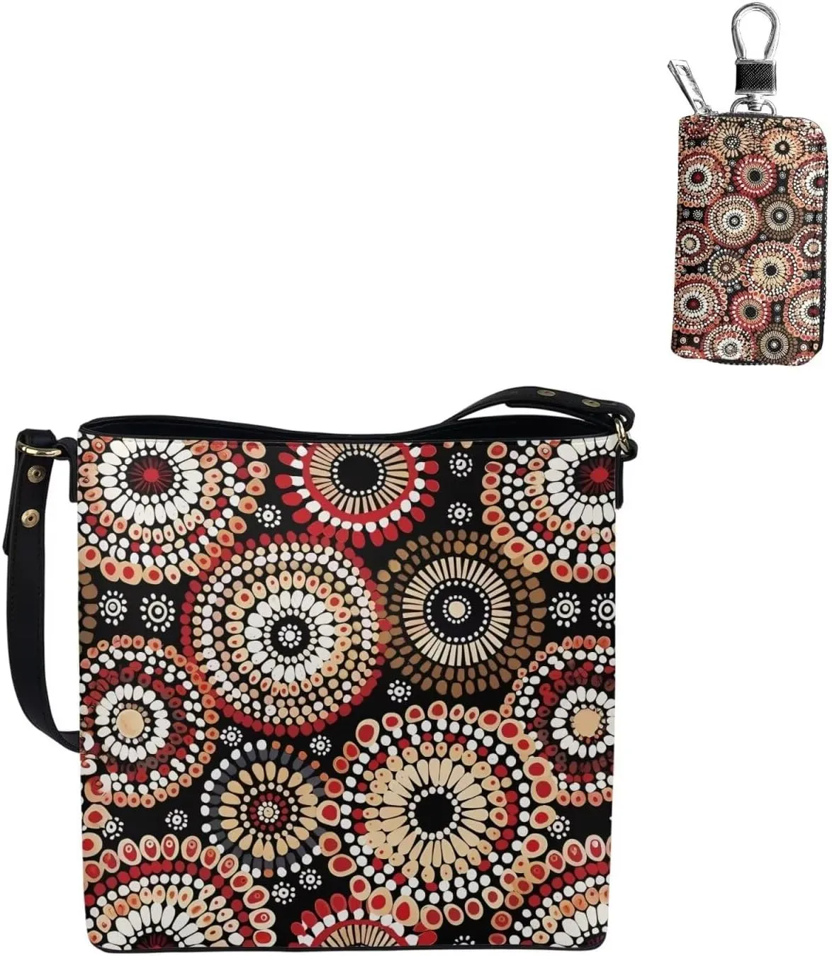 Tote Bags Set 2 Piece Saddle Bags Crossbody Bags for Women Car Key Fob Protector
