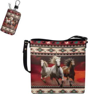 Tote Bags Set 2 Piece Saddle Bags Crossbody Bags for Women Car Key Fob Protector