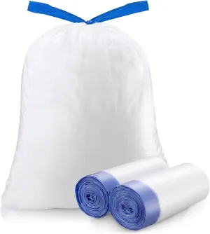 Trash Bag 8 Gallon Medium Drawstring Garbage Bags for 8 Gallon Trash Cans, Kitchen Bedroom Bathroom Living room Office Restaurant Thickened Stretchy (60 Count)