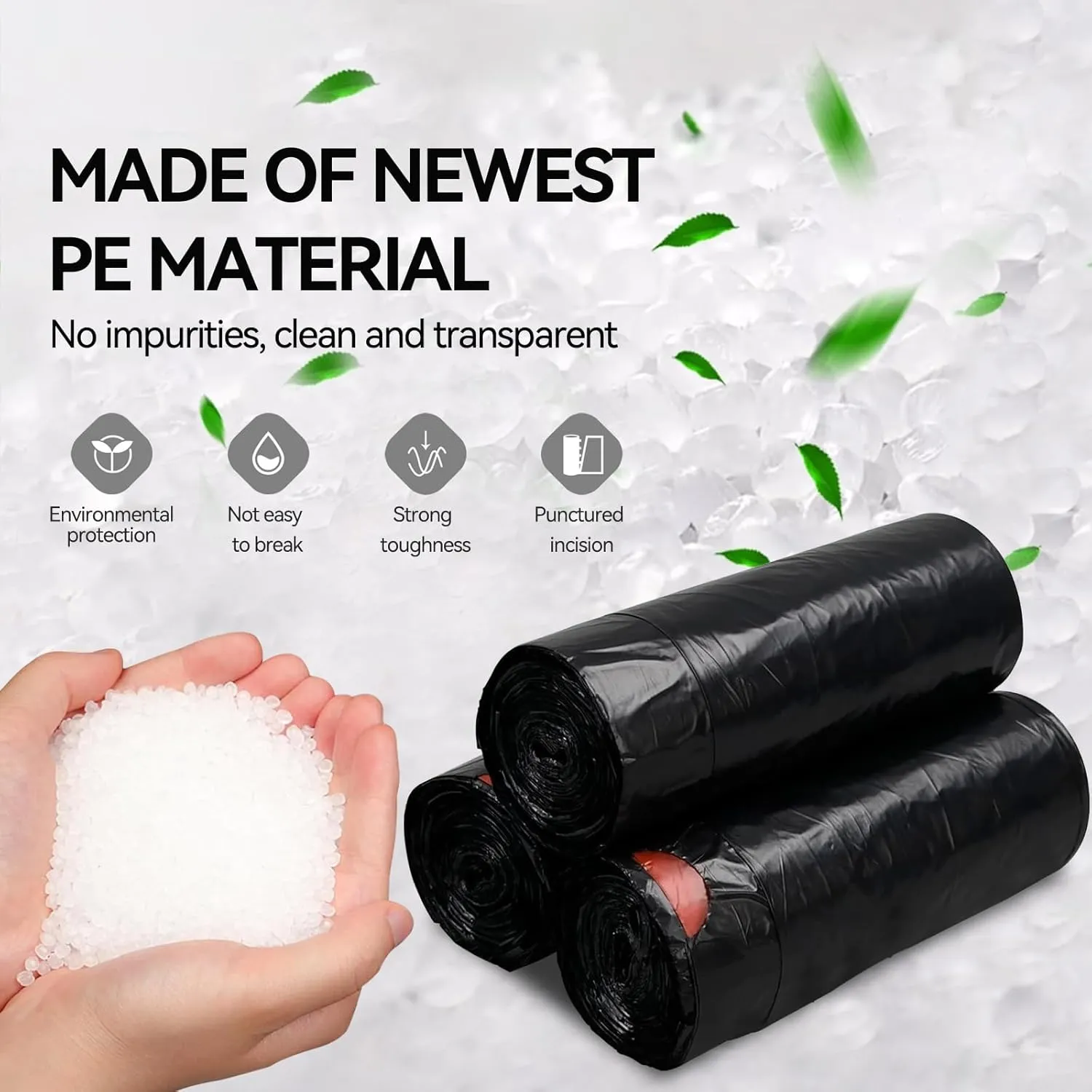 Trash Bags 13 Gallon, 50 Count Bathroom Garbage Bags, Kitchen, Bedroom, Office Waste Basket Liners With Drawstring Quickly Pack Garbage