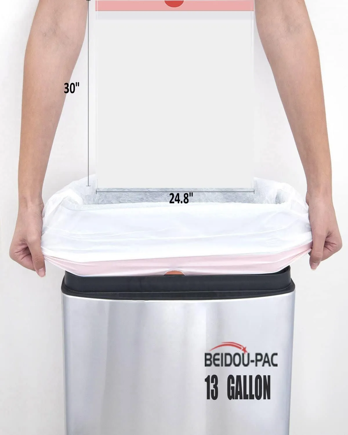 Trash Bags 13 Gallon Drawstring, 50 Count Garbage Bags, Tall Kitchen Trash Bags, Odorless & Extra Strength White Plastic Food Scrap Bag for Home Office Bathroom Kitchen Bins