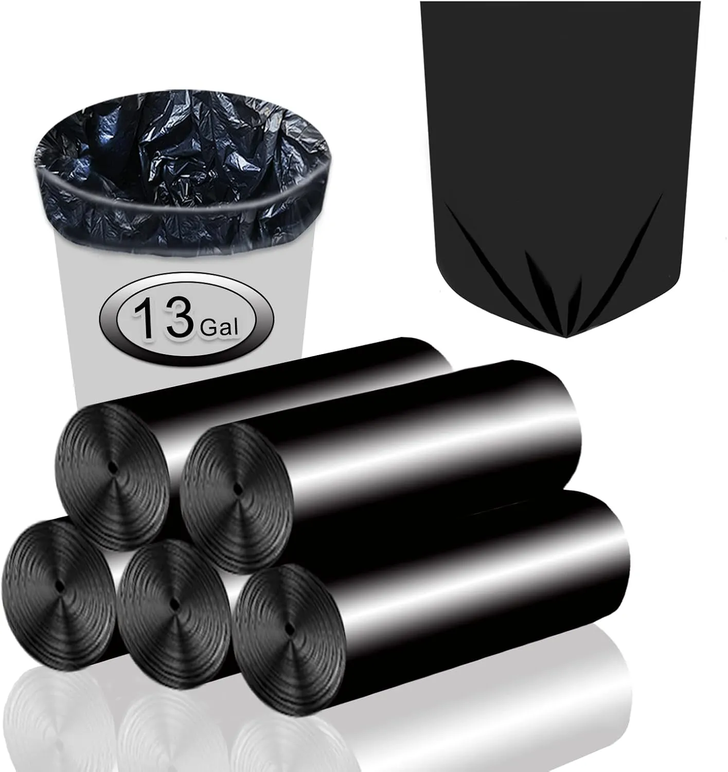 Trash Bags 13 Gallon Tall Kitchen Garbage Bags, Inwaysin Recycle Bags, Biodegradable Black Trash Bags, 75ct