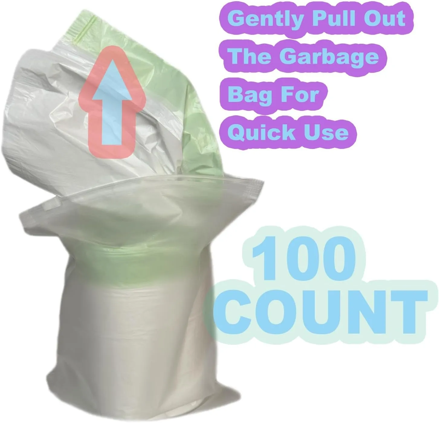 Trash Bags, Tear-Free Garbage Bags, 100 Count 4 Gallon Drawstring Trash Bags Trash Can Bathroom Kitchen Small Garbage Bags for Bedroom, White
