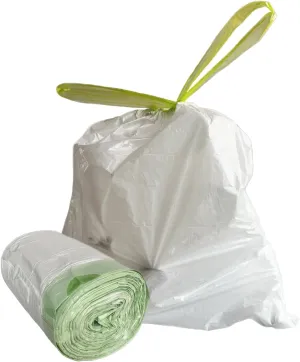 Trash Bags, Tear-Free Garbage Bags, 100 Count 4 Gallon Drawstring Trash Bags Trash Can Bathroom Kitchen Small Garbage Bags for Bedroom, White