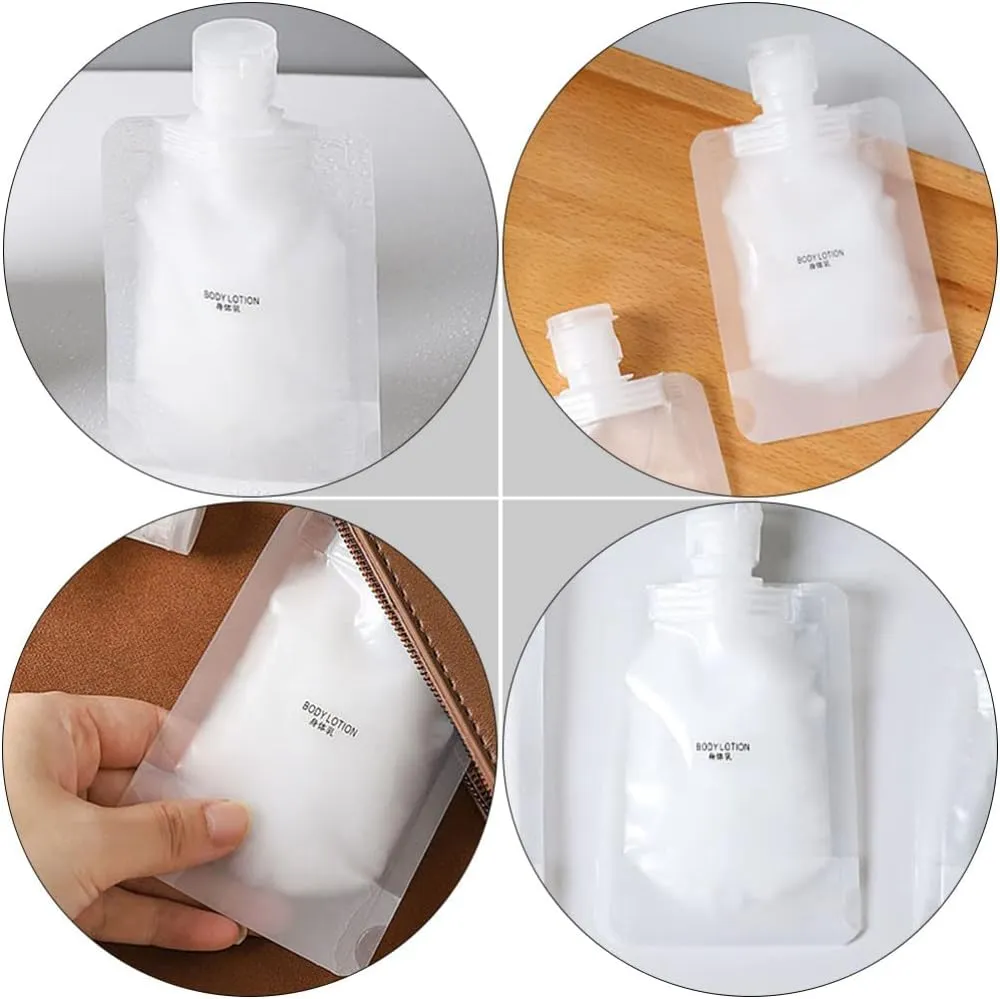Travel Size Refillable Empty Squeeze Pouch, Stand Up Pouch Toiletry Lotion Gel Squeezable Bags Plastic Toiletry Containers for Travel Toiletries Cosmetic, 15pcs