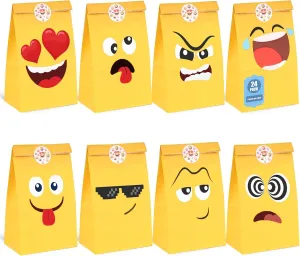 VGOODALL 24 Pack Funny Gift Bags with Stickers, 4.7x3.1x8.7 Inch Party Favor Bags for Candy Wrapping, Birthdays, Giveaways, Celebration Supplies