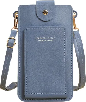 Women Artificial Leather Solid Color Hasp Transparent Operation Ccreen Phone Bag Shoulder Bag Messenger (A, One Size)