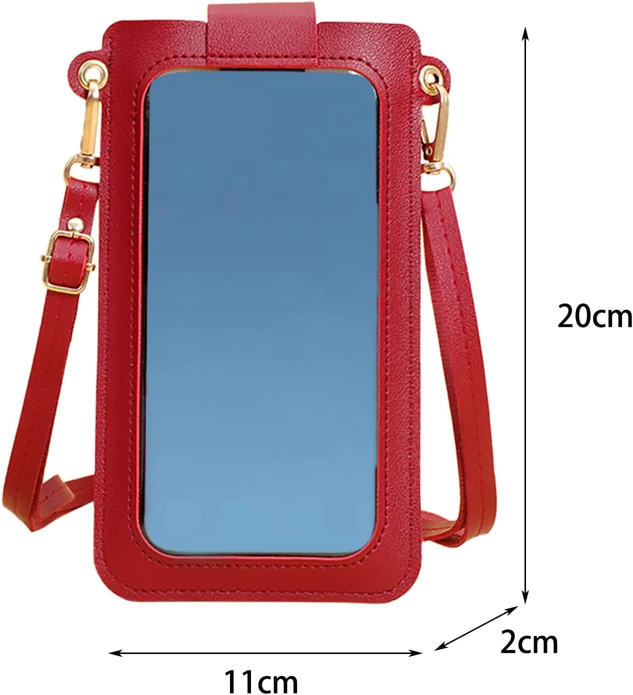 Women Artificial Leather Solid Color Hasp Transparent Operation Ccreen Phone Bag Shoulder Bag Messenger (A, One Size)