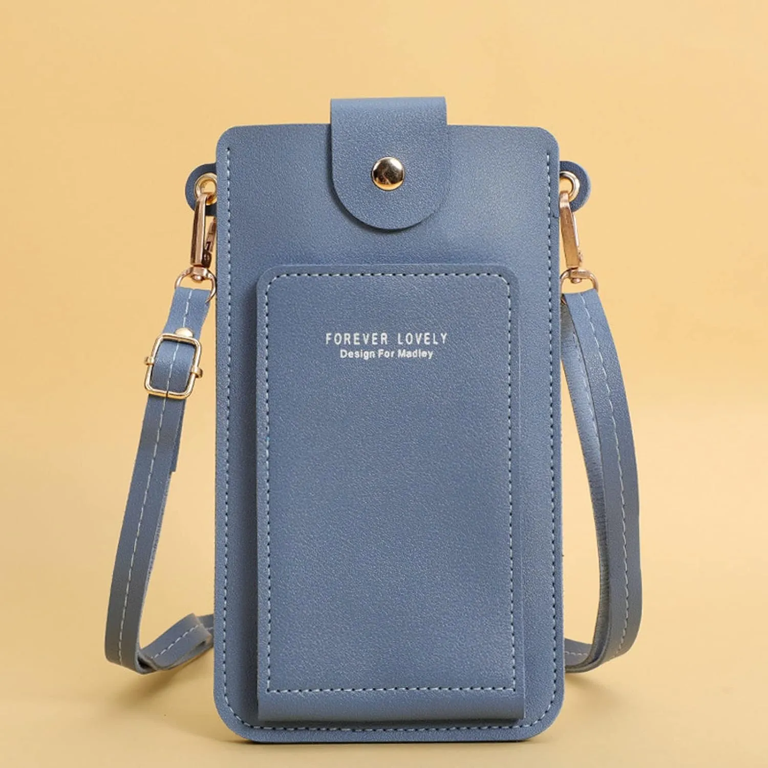 Women Artificial Leather Solid Color Hasp Transparent Operation Ccreen Phone Bag Shoulder Bag Messenger (A, One Size)