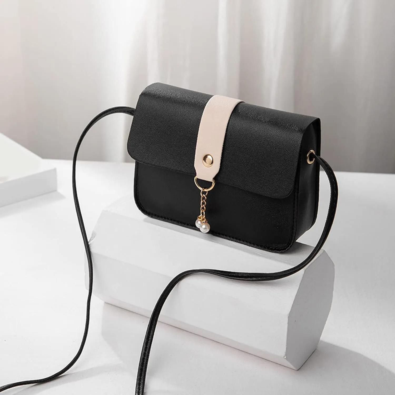 Women Bag Women Shoulder Bag Fashionable Pearl Pendant Soft Leather Lightweight And Versatile Messenger Bag