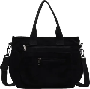 Women Corduroy Satchel Tote Bag Multi Pockets Large Capacity Totes Handbag Casual Work Meaaenger Purse,Green