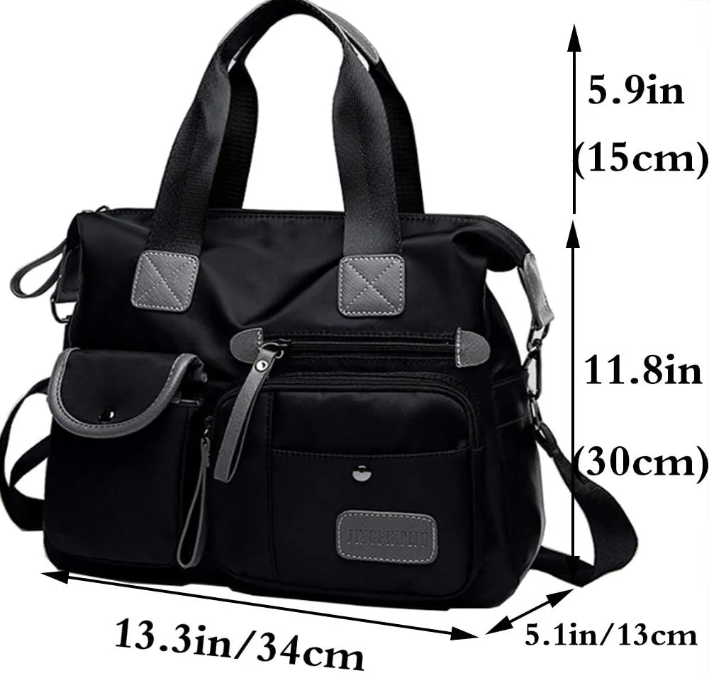 Women Ladies Multipocket Nylon Hobo Top-handle Bags Shoulder Crossbody Bag Totes Satchels Handbags and Purses
