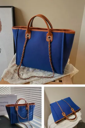 Women's Canvas Totes Chain Handbag Shoulder Crossbody Bucket Bag Beach Vacation Large Capacity Versatile Hobo Top Handle