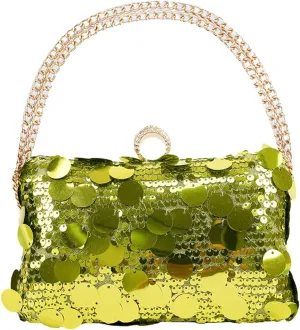 Womens Chic Evening Clutch Bag Y2k Sparkly Glitter Sequin Purse Small Totes Handbag Satchel Dinner Party Wedding