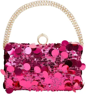 Womens Chic Evening Clutch Bag Y2k Sparkly Glitter Sequin Purse Small Totes Handbag Satchel Dinner Party Wedding