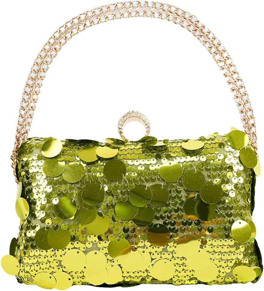 Womens Chic Evening Clutch Bag Y2k Sparkly Glitter Sequin Purse Small Totes Handbag Satchel Dinner Party Wedding
