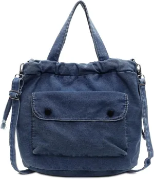 Women's Denim Crossbody Bag with Multi-Pockets Durable Jean Hobo Purse for Daily Use Travel