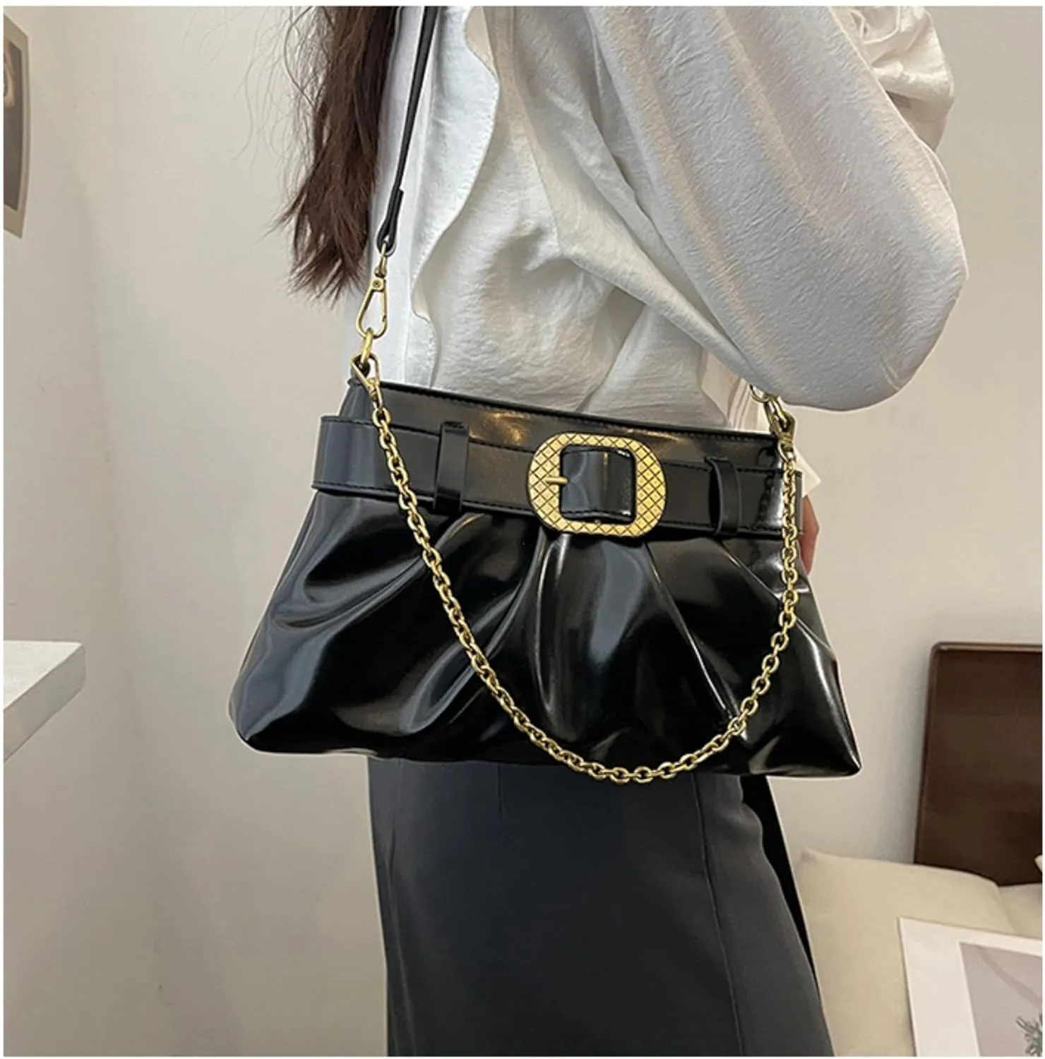 Women's Fashaoon Handbag Hobo Belt Crossbody Trendy Chain Shoulder Bag for Women Satchel Bags Purse Totes Wallets