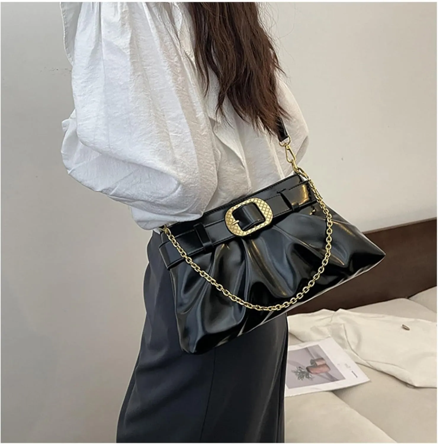 Women's Fashaoon Handbag Hobo Belt Crossbody Trendy Chain Shoulder Bag for Women Satchel Bags Purse Totes Wallets